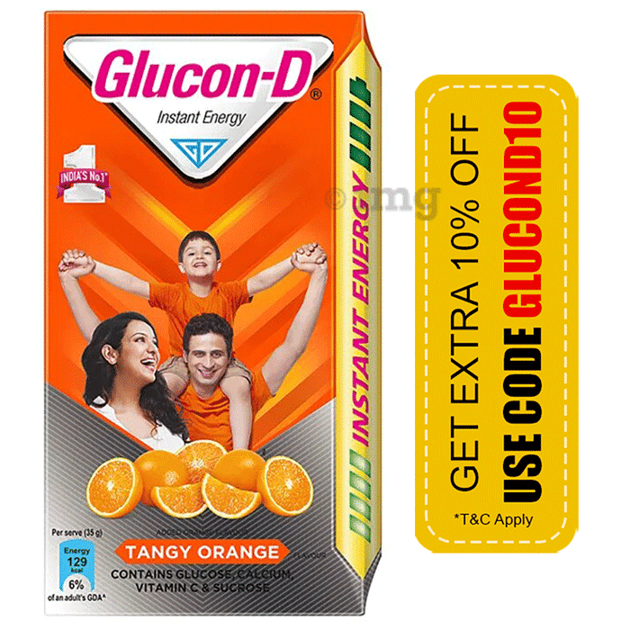 Glucon-D Instant Energy | Health Drink with Glucose, Calcium, Vitamin C & Sucrose | Flavour Tangy Orange