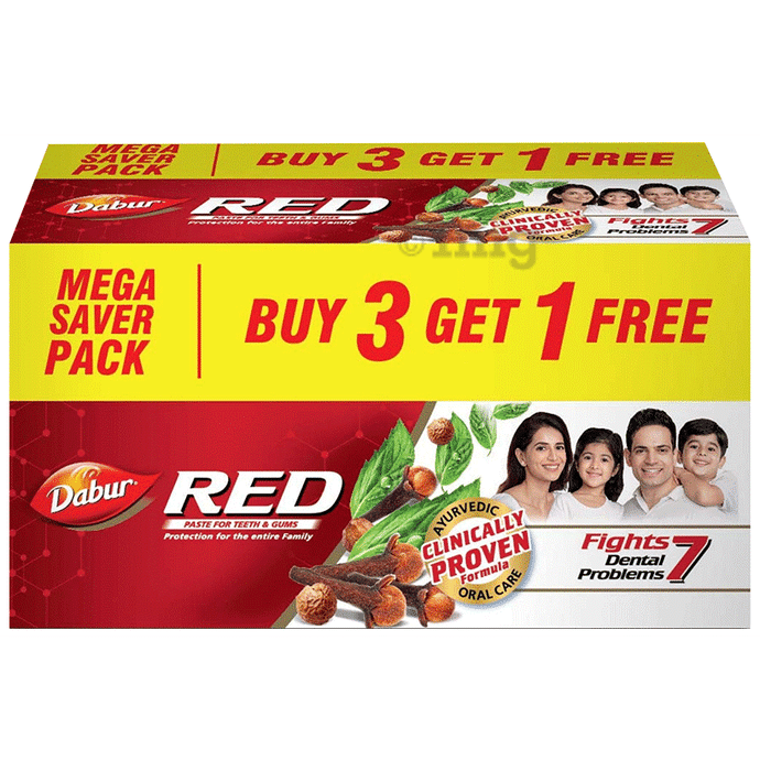 Dabur Red Toothpaste for  Complete Oral Care | Fluoride-Free | Buy 3 Get 1 Free 200gm Each