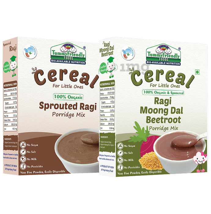 TummyFriendly Foods Sprouted Ragi, MoongDal, Beetroot Cereal Porridge Mix (200gm Each)