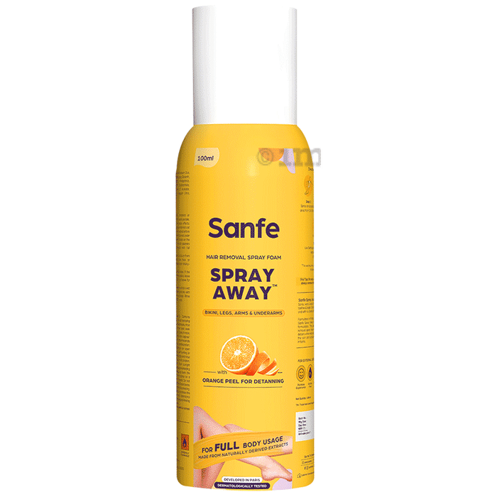 Sanfe Spray Away Hair Removal Spray Foam for Chest, Bikini, Legs, Arms & Underarm