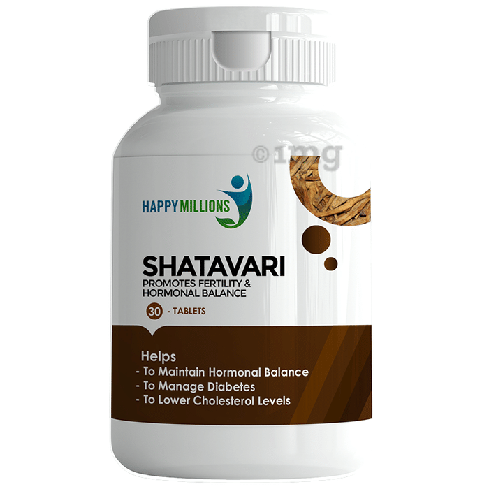 Happy Millions Shatavari Tablet | Promotes Fertility and Hormone Balance | (30 Each)