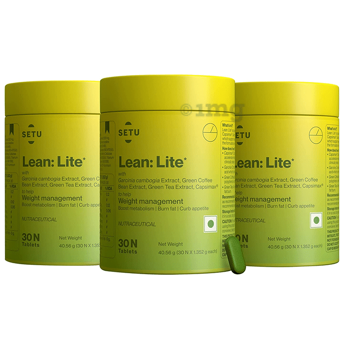 Setu Lean: Lite Tablet with Capsimax, Garcinia Cambogia, Green Tea Ext for Fat Burn & Weight Loss (30 Each)