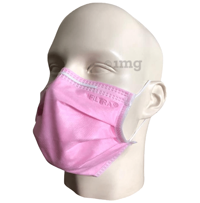 Filtra High Filtration 4 Ply Ear Loop Surgical Face Mask Pink