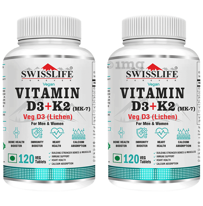 SWISSLIFE FOREVER Vitamin D3 + K2 Veg Tablet (120 Each)