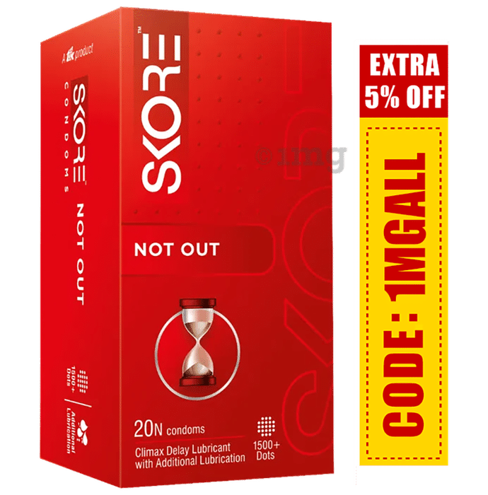 Skore Not Out Climax Delay with Additional Lubrication | Condom