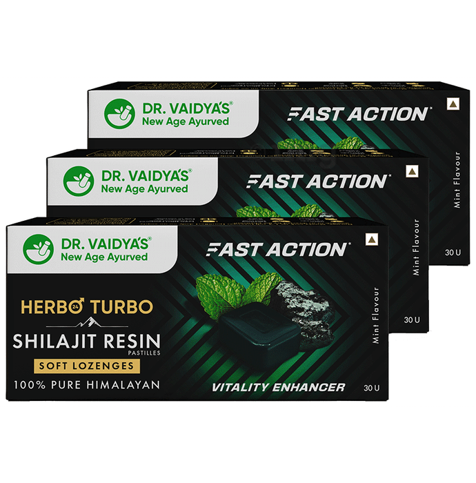 Dr. Vaidya's Fast Action Herbo Turbo Shilajit Resin Pastilles Soft Lozenges (20 Each)