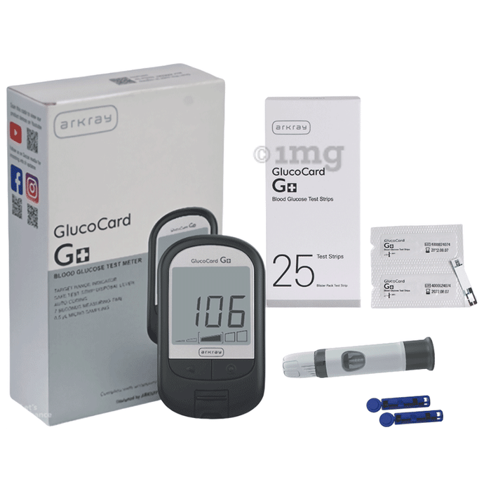 Arkray Glucocard G+ Advance Glucometer with  Free 25 Test Strips + 25 Trustlet Lancets + 1 Lancing Device