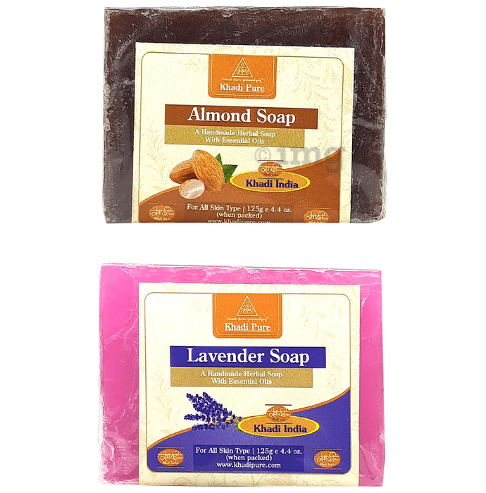 Khadi Pure Combo Pack of Almond Soap & Lavender Soap (125gm Each)