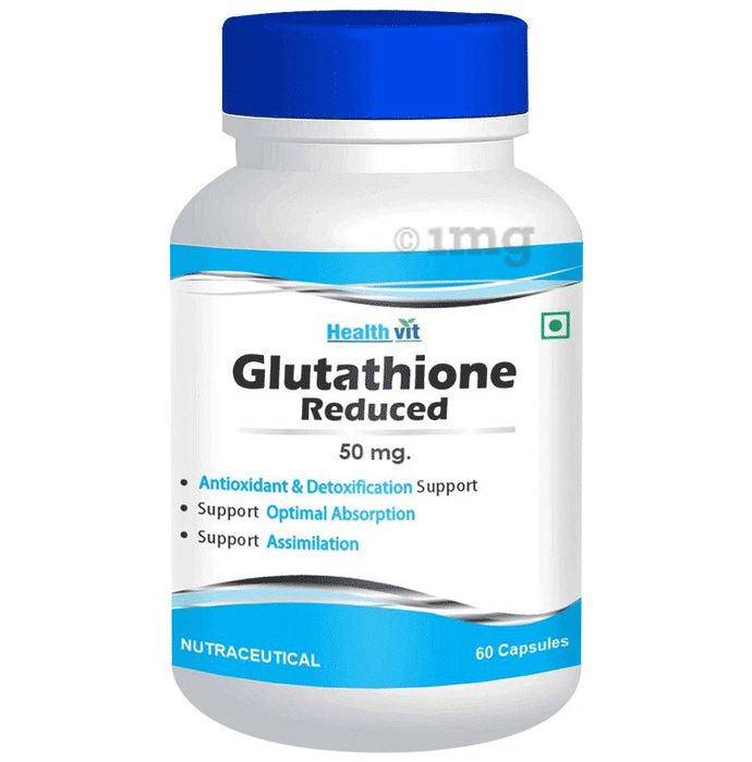 HealthVit L-Glutathione Reduced 50mg | With Antioxidants | For Skin & Detoxification | Capsule