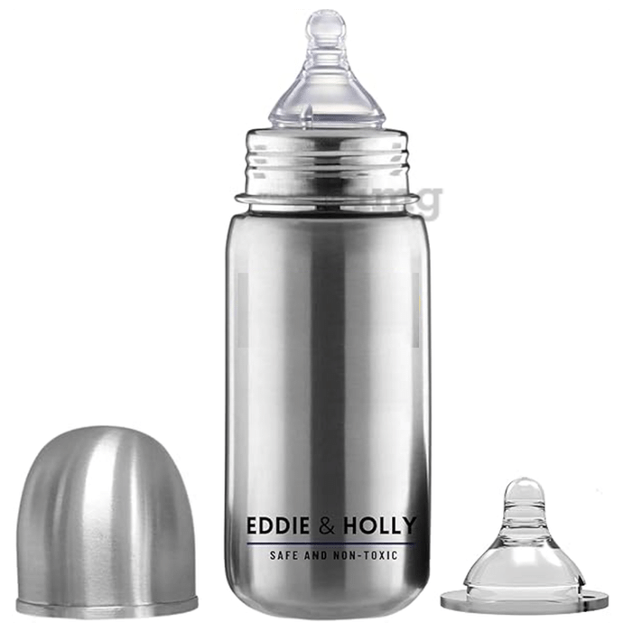 Eddie & Holly Stainless Steel Wide Neck for New Born Baby & 12+ Months Feeding Bottle