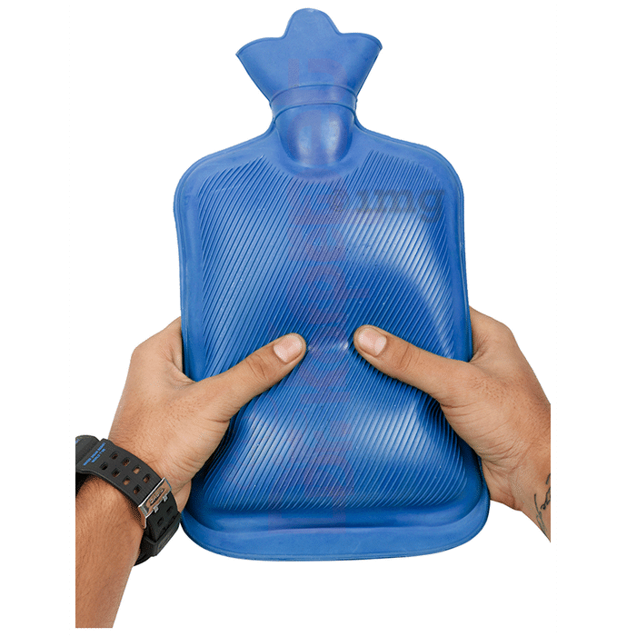 Dr. Korpet Hot Water Bottle, Hot Water Bag for Pain Relief and Cramps Bag Blue
