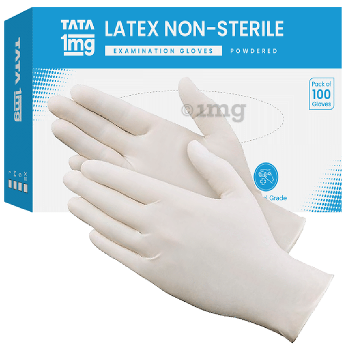 Tata 1mg Latex Non-Sterile Examination Gloves Small
