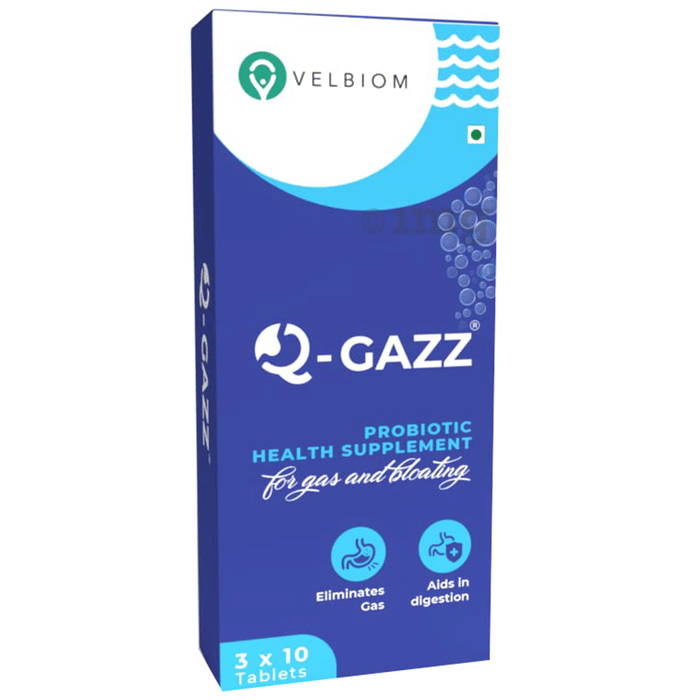 Velbiom Q-Gazz Probiotic for Gut Health, Indigestion & Bloating | Tablet