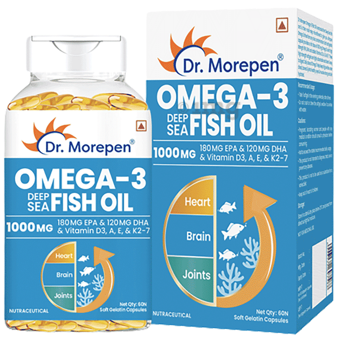 Dr. Morepen Omega 3 Deep Sea Fish Oil 1000mg | Softgel for Heart, Brain & Joints