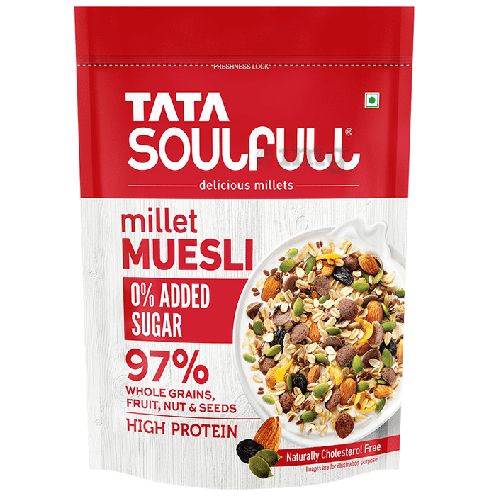 Tata Soulfull 0% Added Sugar Millet Muesli, High Protein, Rich in Fibre