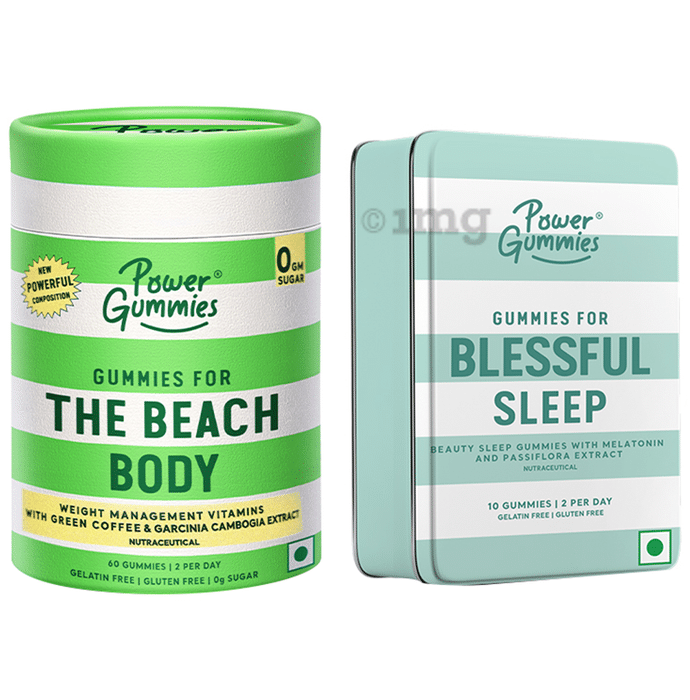 Power Gummies Combo Pack of Gummies for the Beach Body (60 Each) & Gummies for Blessful Sleep (10 Gummies)