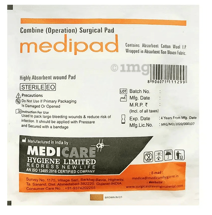 Medica Medipad Combine (Operation) Surgical Pad Sterile E/O 10cm x 10cm