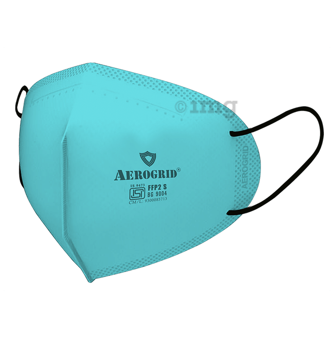 Aerogrid FFP2 5 Layer Premium N95 Mask with Headband Converter Strip Blue with Black Ear Loop