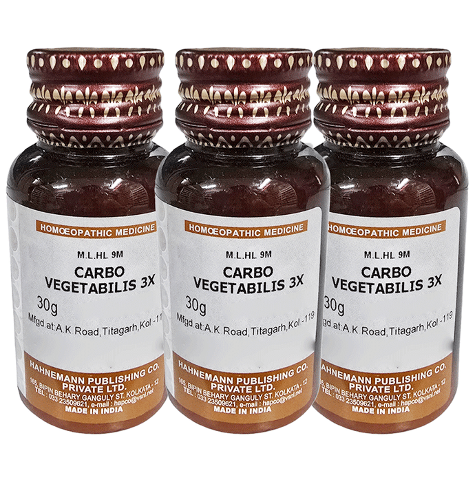 Hapco Carbo Vegetabilis Tablet (30gm Each) 3X