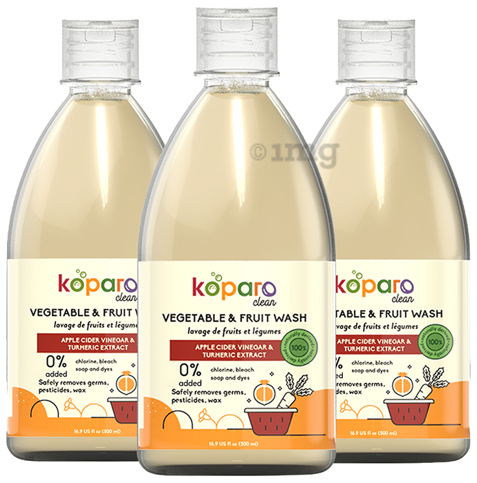Koparo Vegetable & Fruit Wash (500ml Each) Apple Cider Vinegar and Turmeric Extract
