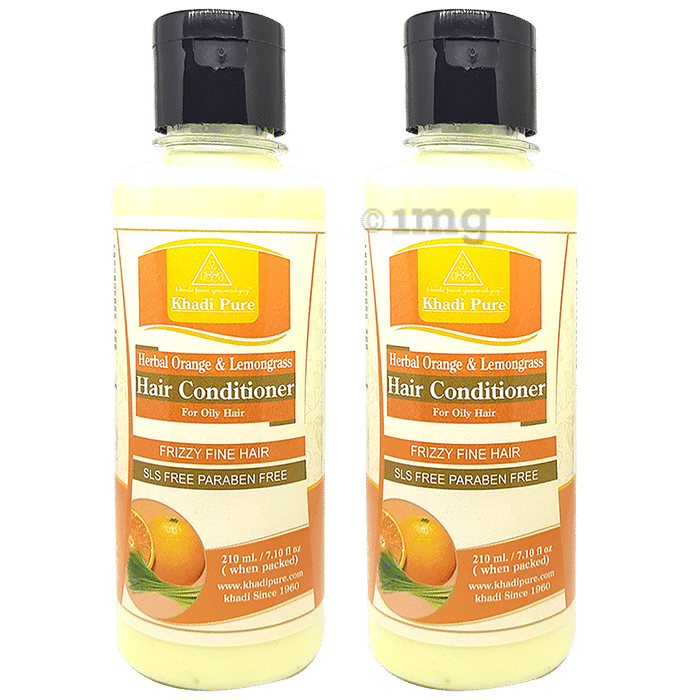 Khadi Pure Herbal Orange & Lemongrass SLS and Paraben Free Hair Conditioner (210ml Each)