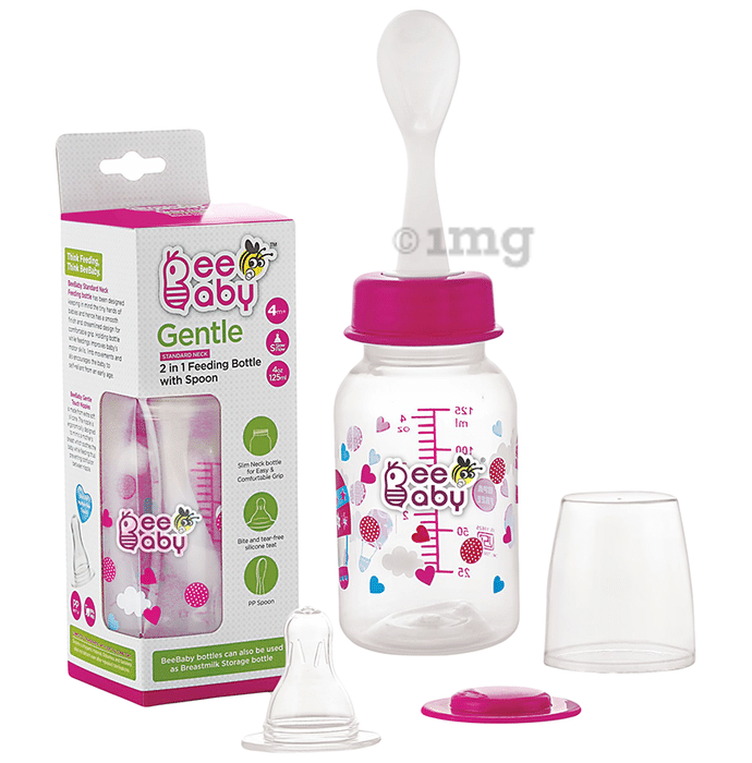 BeeBaby Easy - Start Baby Feeding Bottle with 2 Anti-Colic 8 months + Pink