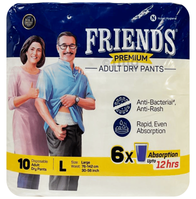 Buy FRIENDS PREMIUM ADULT DIAPERS PANT STYLE  10 COUNT  M WAIST 2548  INCH Online  Get Upto 60 OFF at PharmEasy
