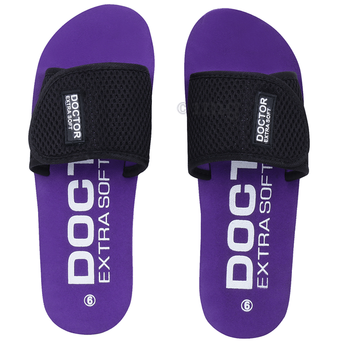 Doctor Extra Soft D 17 Orthopaedic and Diabetic Adjustable Strap Comfort Slippers for Women Purple 7