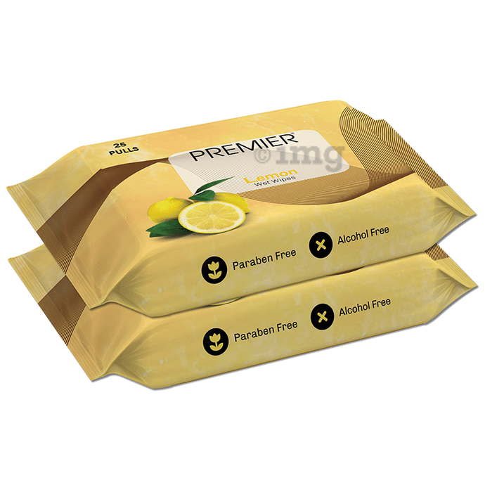 Premier Tissues Wet Wipe (25 Each) Lemon