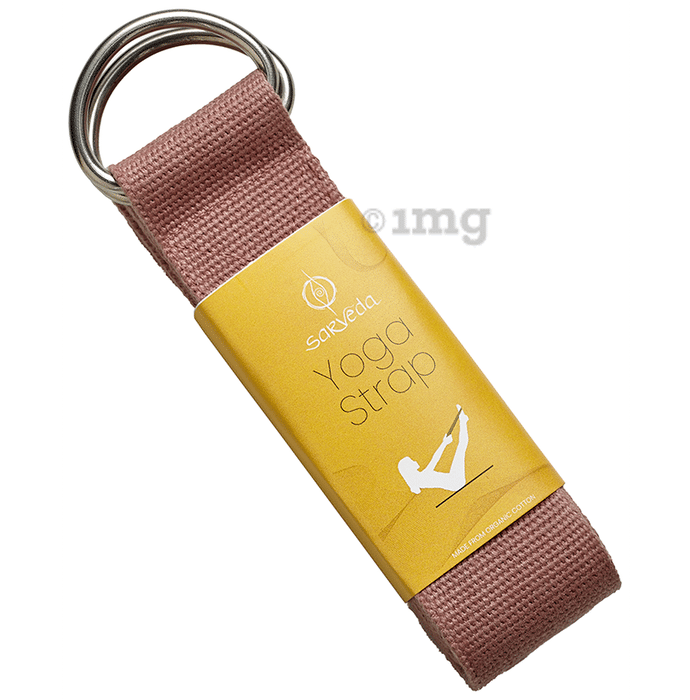 Sarveda Yoga Belt Organic Cotton Strap for Stretching Rose