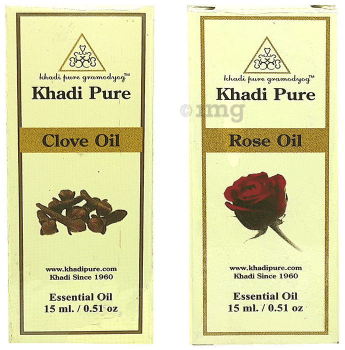 Khadi Pure Combo Pack of Clove Oil & Rose Oil (15ml Each)