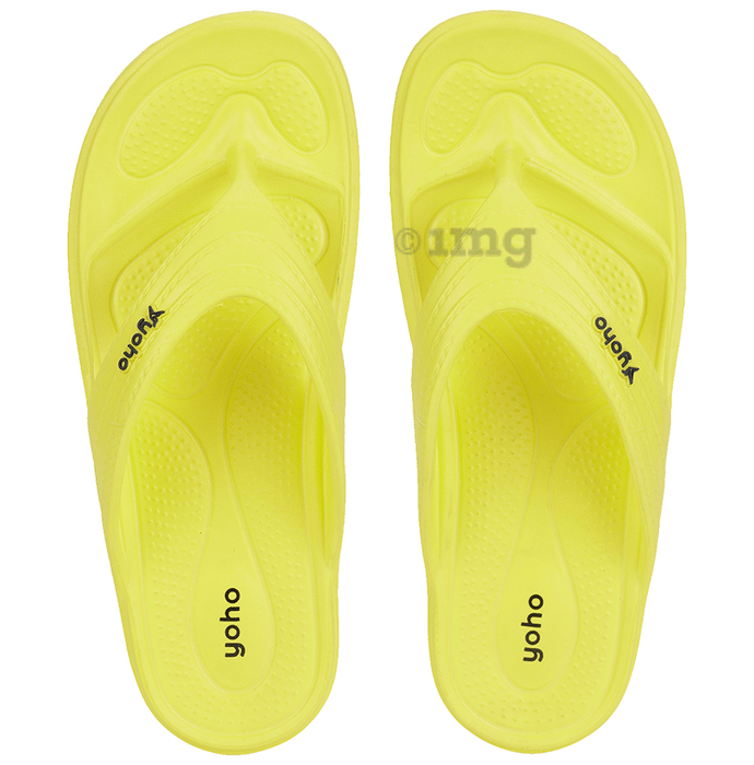 Yoho Lifestyle Acupressure Flip Flops for Women Pastel Yellow 7