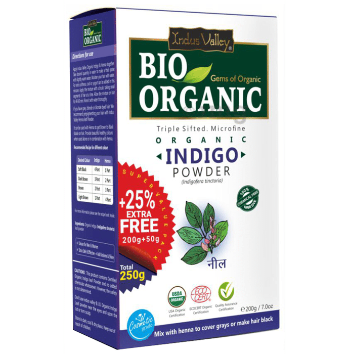 Indus Valley Bio Organic Indigo Powder +25% Extra Free