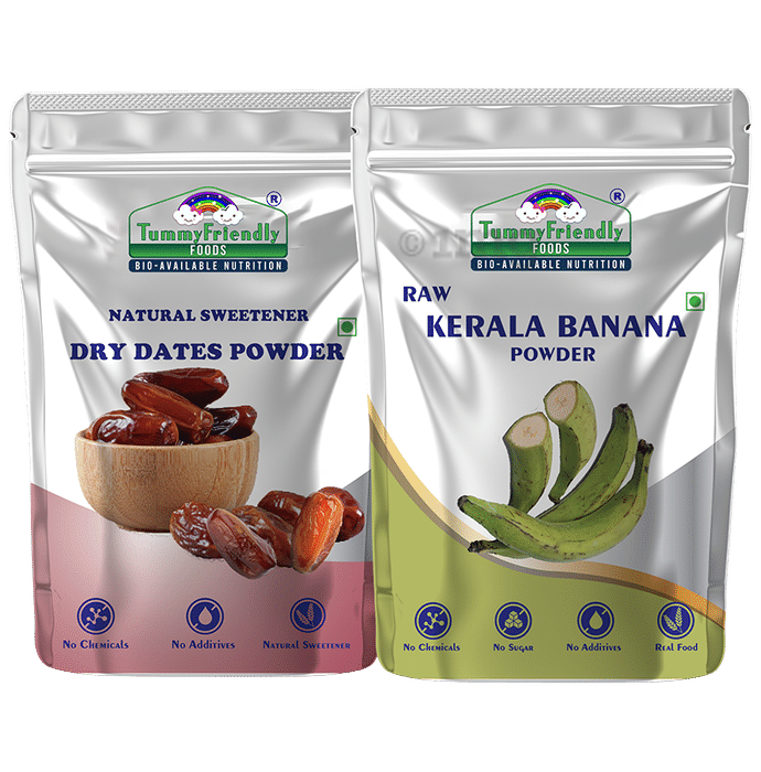 TummyFriendly Foods Combo Pack of Natural Sweetener Dry Dates Powder & Raw Kerala Banana Powder (200gm Each)