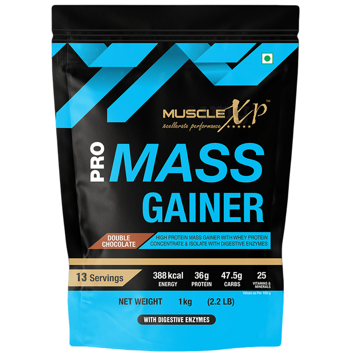 MuscleXP Pro Mass Gainer with Whey Protein Concentrate & Isolate Double Chocolate