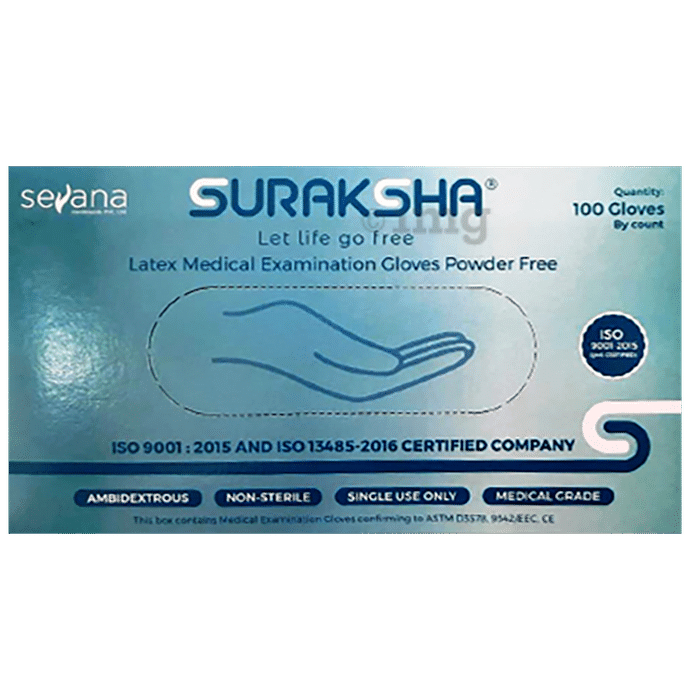 Suraksha Latex Medical Examination Gloves Powdered Free Medium