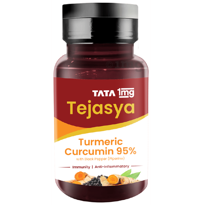 Tata 1mg Tejasya Turmeric Curcumin 95% with Black Pepper (Piperine) Capsule | For Pain Relief