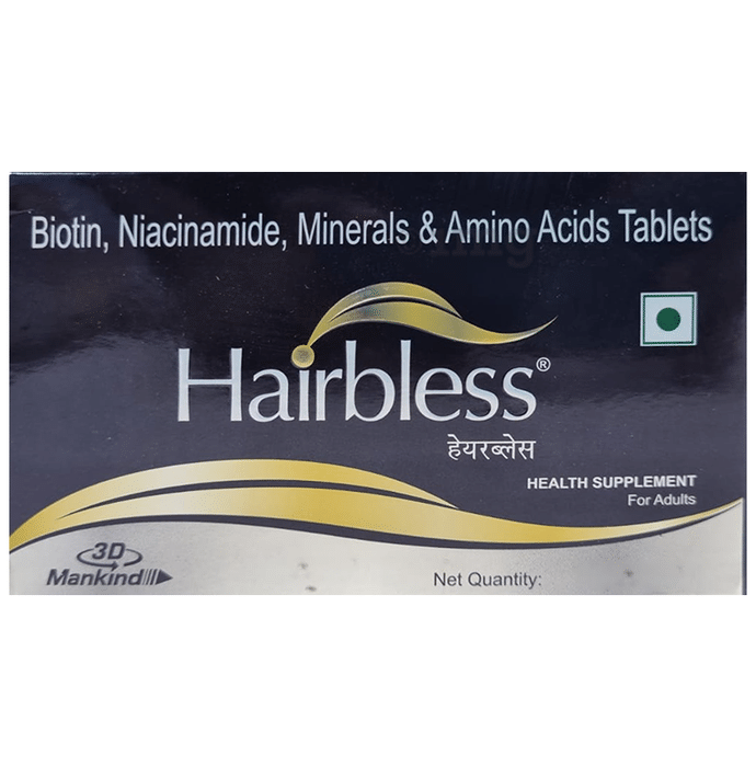 Hairbless Tablet with Vitamins- Biotin & Niacin, Minerals & Amino Acids