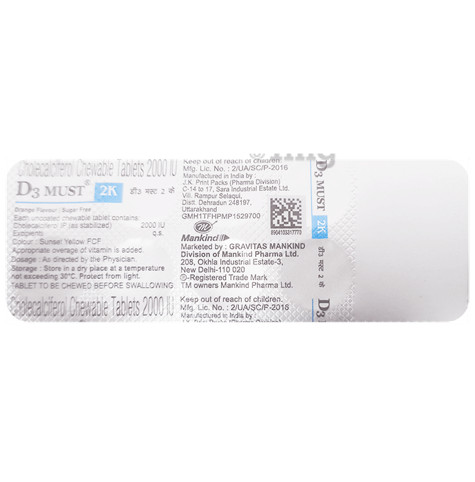 D3 Must 2K Chewable Tablet Orange Sugar Free