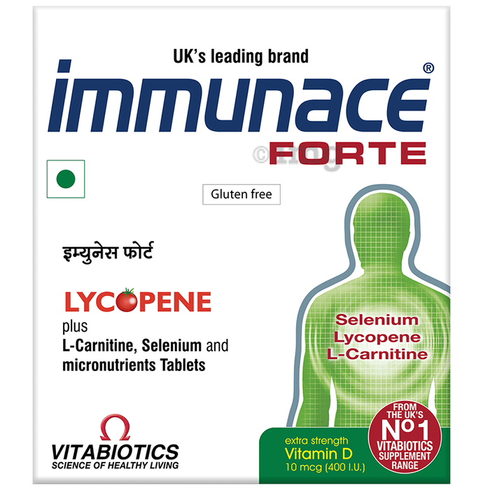 Immunace Forte Tablet with Lycopene+L-Carnitine, Vitamin D (400 IU) | For Immunity