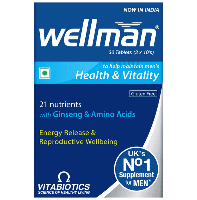 Wellman Gluten Free Health Supplement for Men with Vitamins & Minerals, Ginseng & Amino Acids | For Energy Release & Vitality