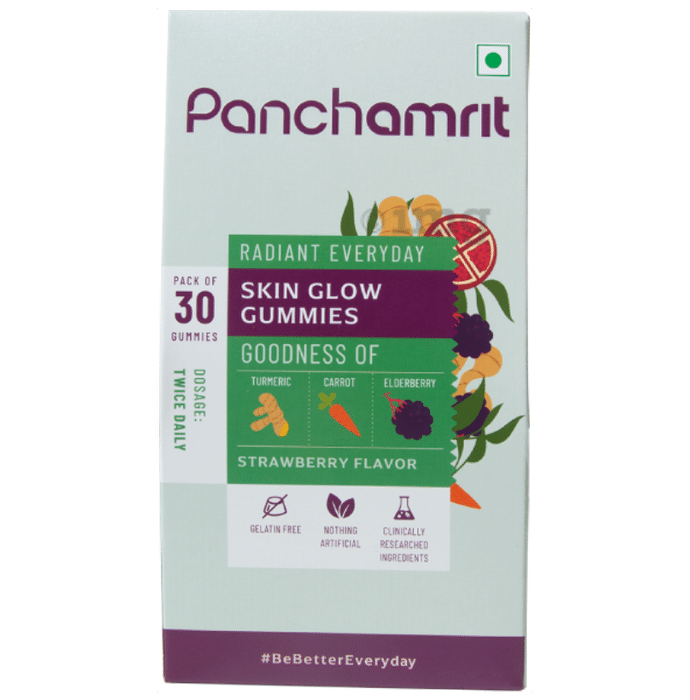 Panchamrit Skin Glow Gummies with Goodness of Turmeric, Carrot & Elderberry Strawberry