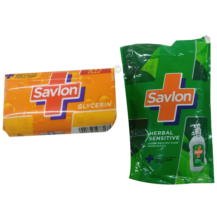 Savlon Glycerin Soap 125gm Each (Buy 3 Get 1 Soap & 1 Savlon Herbal Sensitive Handwash 175ml Free)