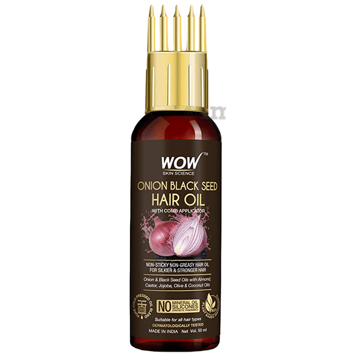 WOW Skin Science Onion Black Seed Hair Oil | For Hair Growth with Comb Applicator