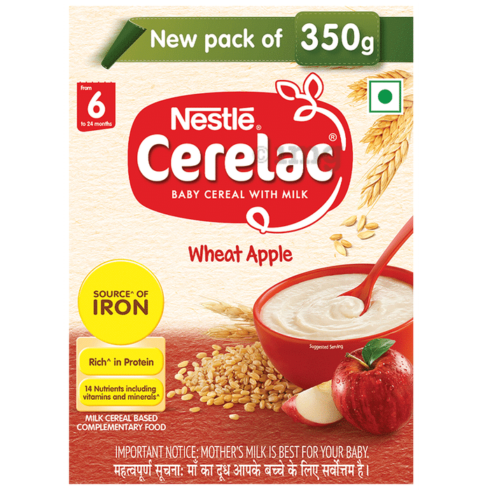 Nestle Cerelac Baby Cereal with Milk & Iron (from 6 to 24 Months) | Wheat Apple