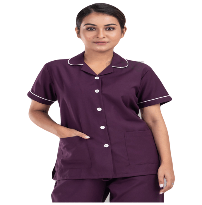 Agarwals Nurse Uniform Softn Comfy Pure Viscose Cotton Medium Wine