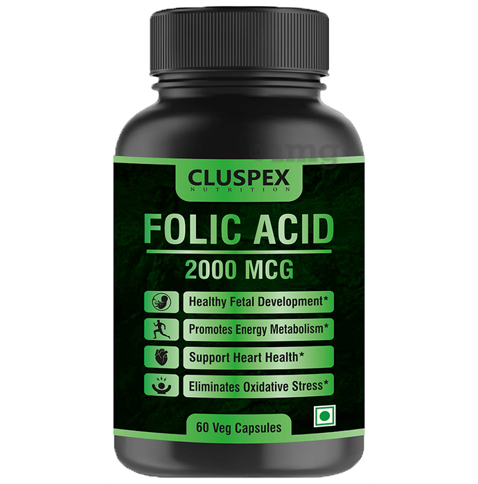 Cluspex Nutrition Folic Acid 2000mcg Veg Capsule