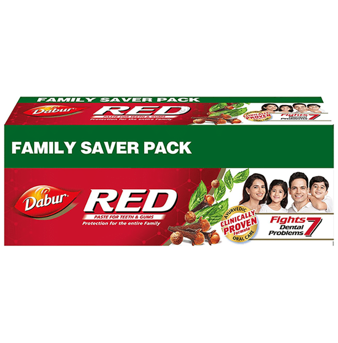 Dabur Red Toothpaste Family Saver Pack|| Ayurvedic Paste, Fluoride Free| For Complete Oral Care (Buy 2, 200gm and Get 1, 100gm Free)