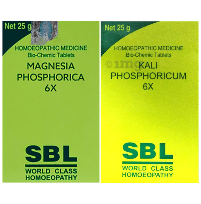 Combo Pack of SBL Kali Phosphoricum Biochemic Tablet 6X & SBL Magnesia Phosphorica Biochemic Tablet 6X (25gm Each)