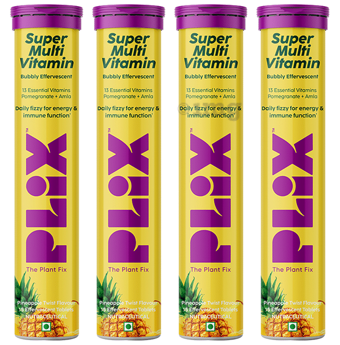 Plix Super Multi Vitamin Bubbly Effervescent Tablet Pineapple Twist